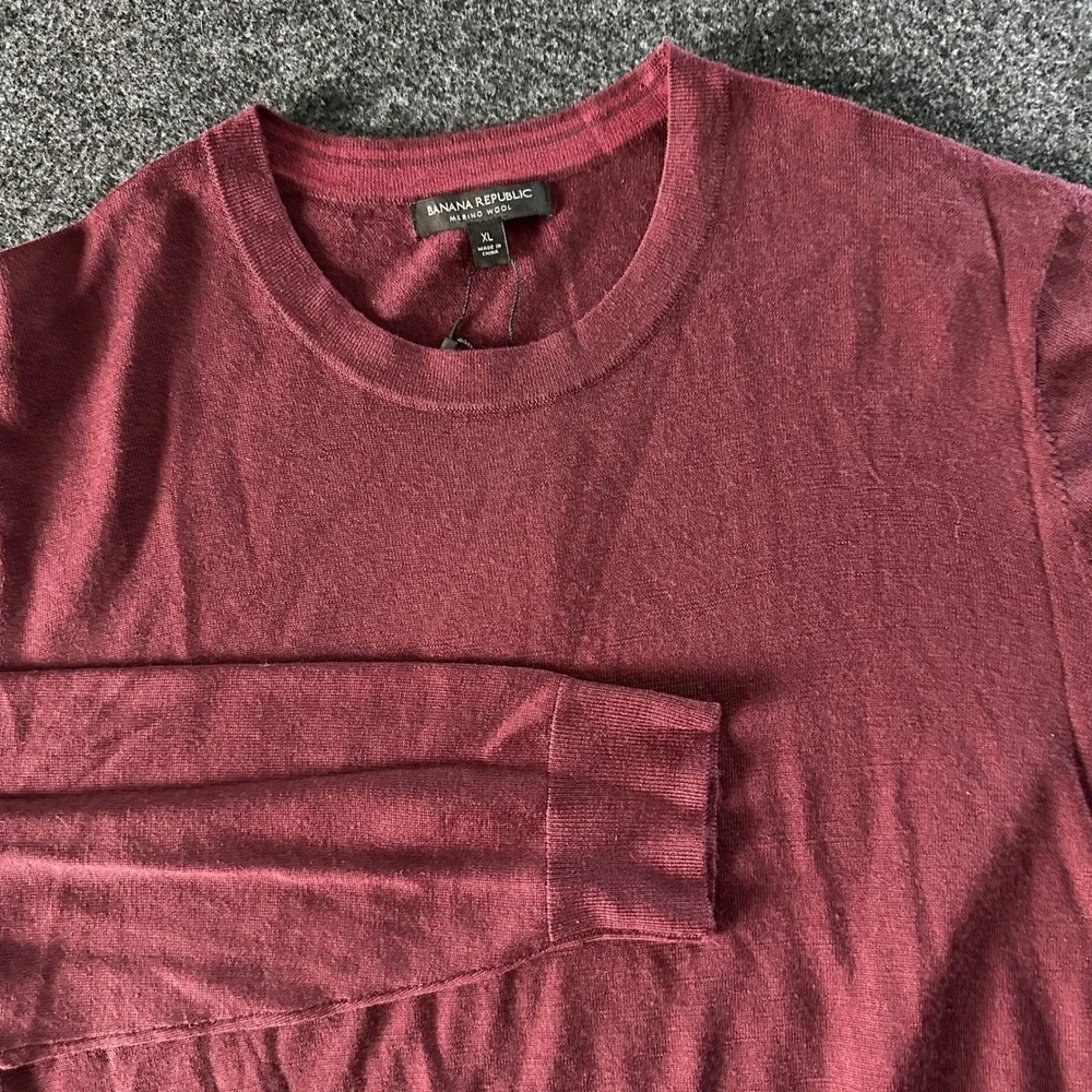 Banana Republic Mens Merino Wool Crewneck Sweater Dark Red XL 1533361